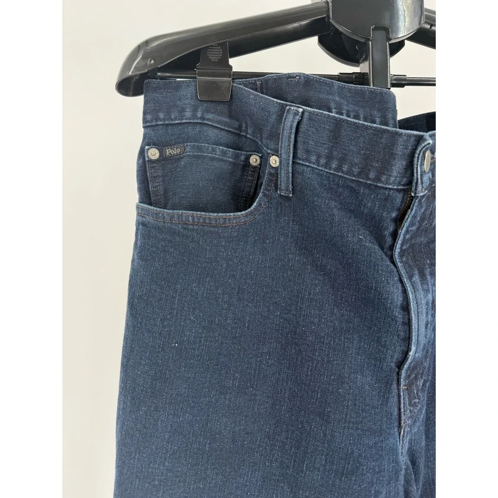 Polo Ralph Lauren Hampton Relaxed Straight Jeans Mens 40x30 Dark Wash Blue Denim - Picture 2 of 7